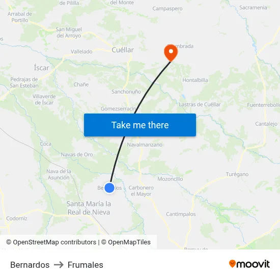 Bernardos to Frumales map