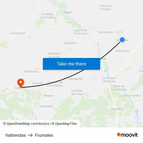 Valtiendas to Frumales map