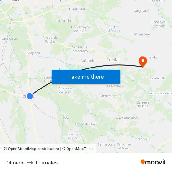 Olmedo to Frumales map