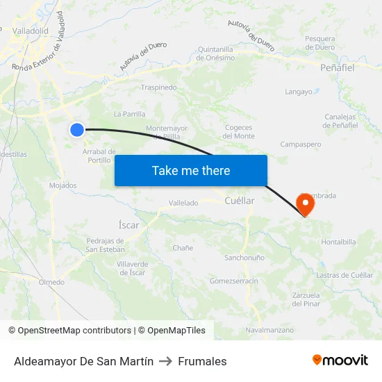 Aldeamayor De San Martín to Frumales map