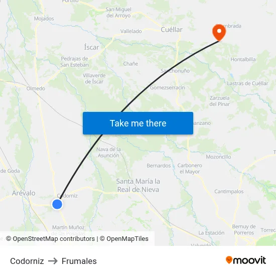 Codorniz to Frumales map