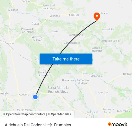 Aldehuela Del Codonal to Frumales map