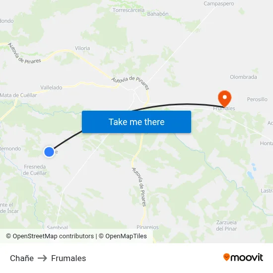 Chañe to Frumales map