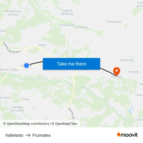 Vallelado to Frumales map