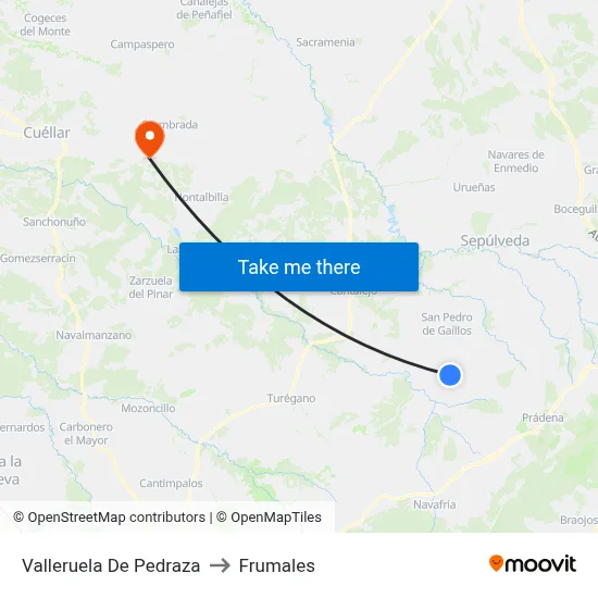 Valleruela De Pedraza to Frumales map