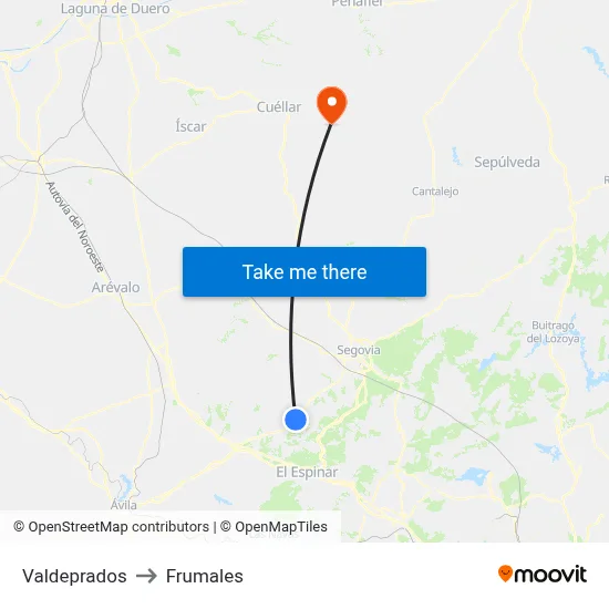 Valdeprados to Frumales map