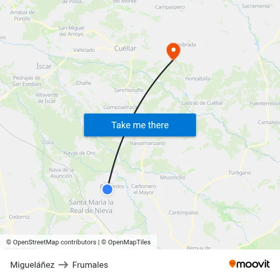 Migueláñez to Frumales map