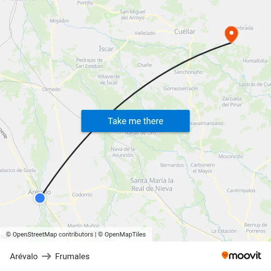Arévalo to Frumales map