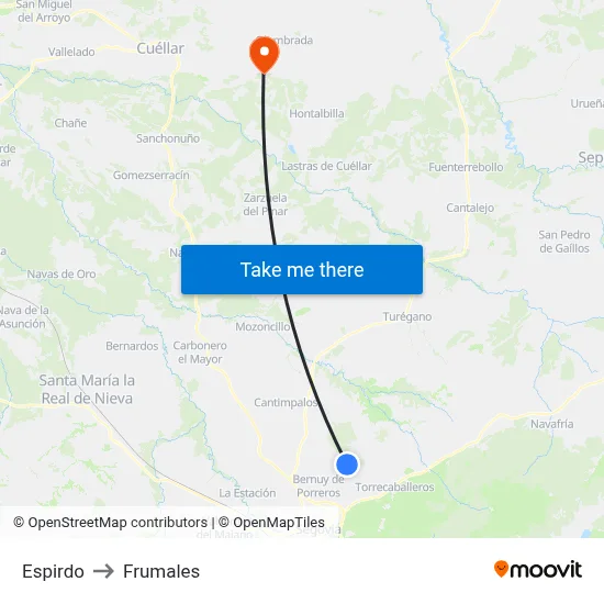 Espirdo to Frumales map