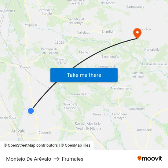 Montejo De Arévalo to Frumales map