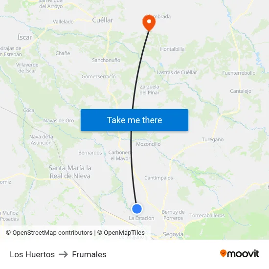 Los Huertos to Frumales map