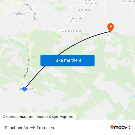 Sanchonuño to Frumales map