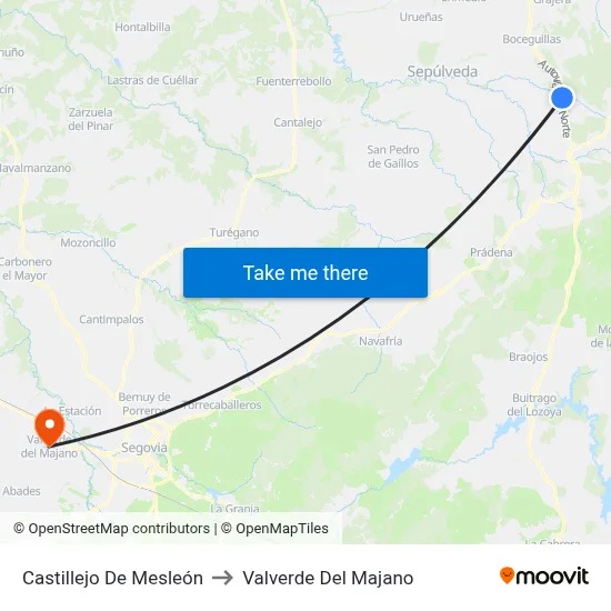 Castillejo De Mesleón to Valverde Del Majano map