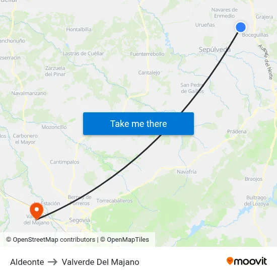 Aldeonte to Valverde Del Majano map
