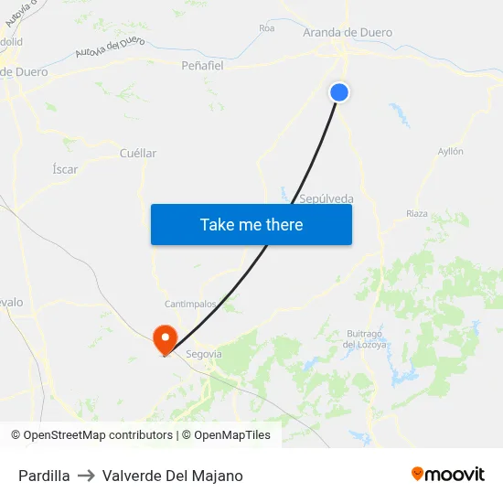 Pardilla to Valverde Del Majano map