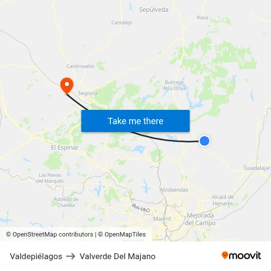 Valdepiélagos to Valverde Del Majano map