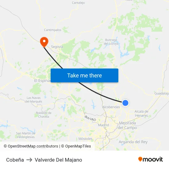 Cobeña to Valverde Del Majano map