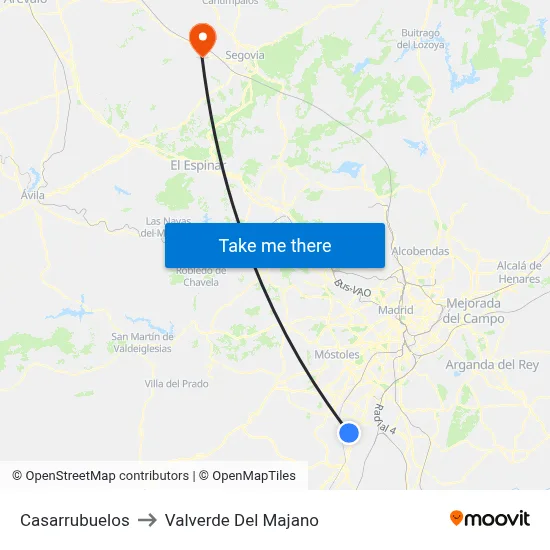 Casarrubuelos to Valverde Del Majano map