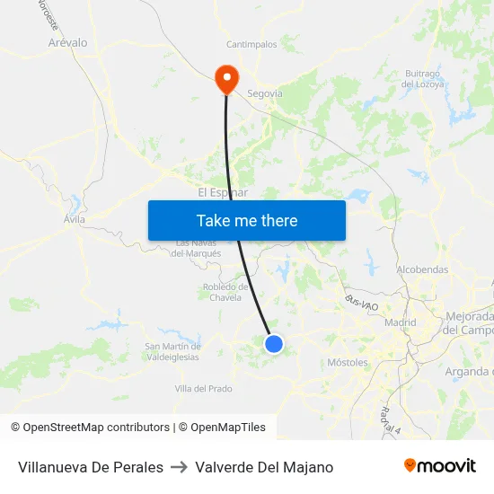 Villanueva De Perales to Valverde Del Majano map