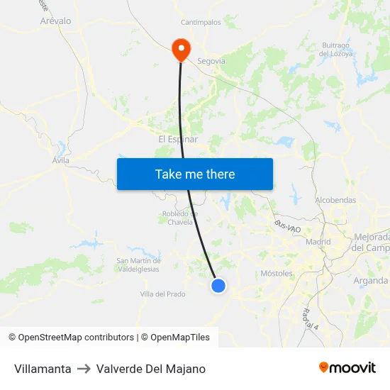 Villamanta to Valverde Del Majano map