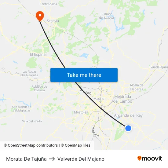 Morata De Tajuña to Valverde Del Majano map