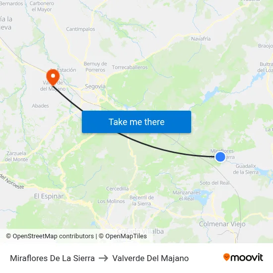 Miraflores De La Sierra to Valverde Del Majano map