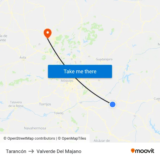 Tarancón to Valverde Del Majano map