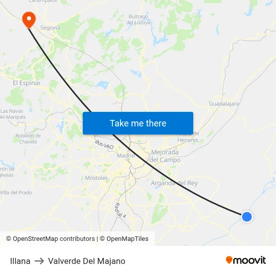 Illana to Valverde Del Majano map