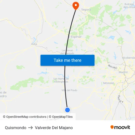 Quismondo to Valverde Del Majano map