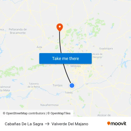 Cabañas De La Sagra to Valverde Del Majano map