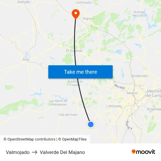 Valmojado to Valverde Del Majano map