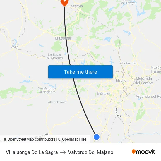 Villaluenga De La Sagra to Valverde Del Majano map