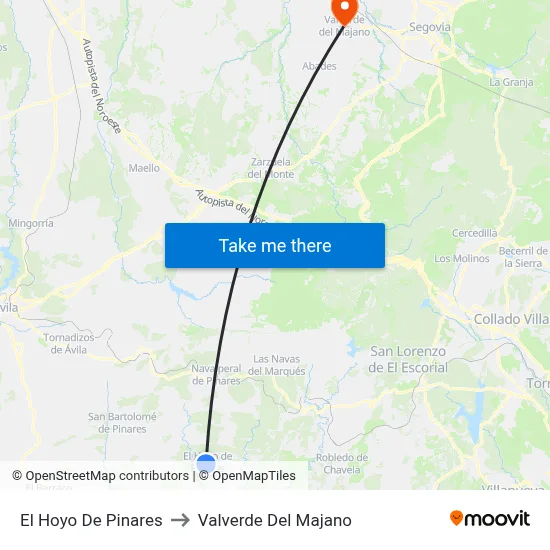 El Hoyo De Pinares to Valverde Del Majano map