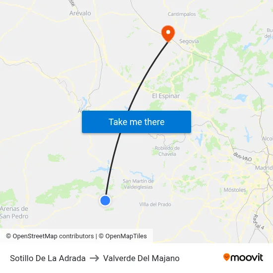 Sotillo De La Adrada to Valverde Del Majano map