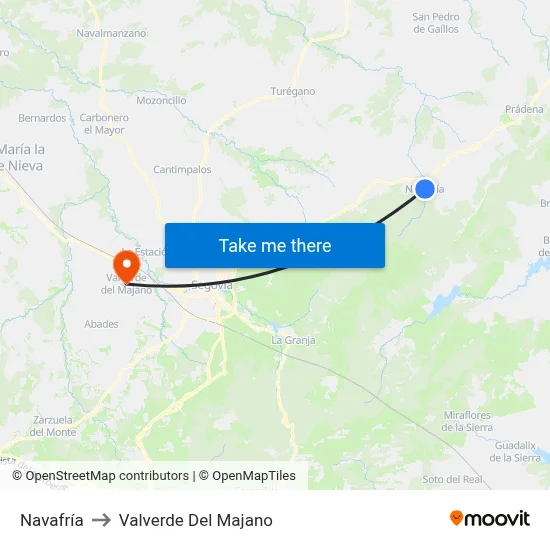 Navafría to Valverde Del Majano map