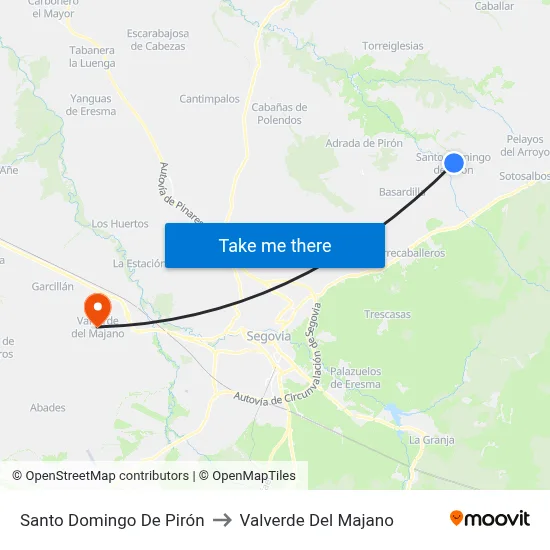 Santo Domingo De Pirón to Valverde Del Majano map