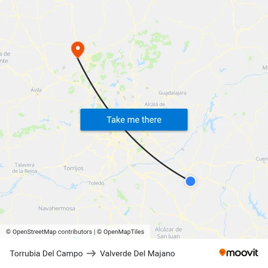 Torrubia Del Campo to Valverde Del Majano map