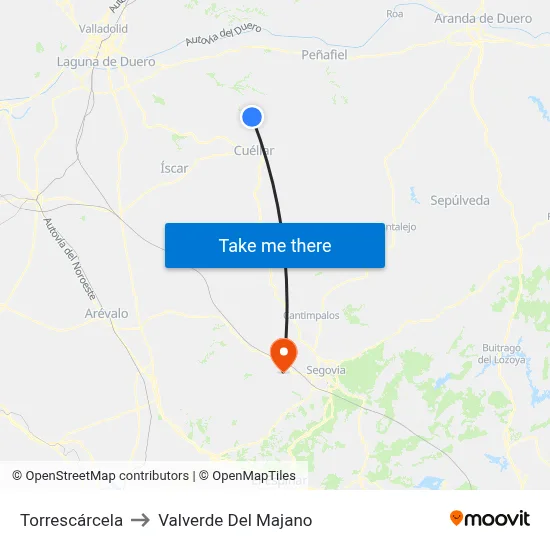 Torrescárcela to Valverde Del Majano map