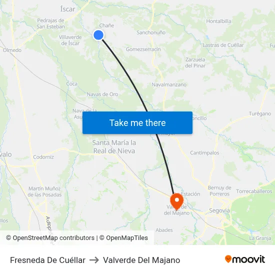 Fresneda De Cuéllar to Valverde Del Majano map