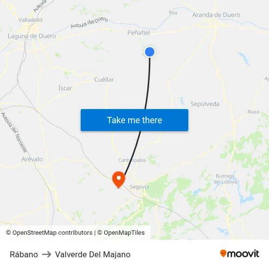 Rábano to Valverde Del Majano map
