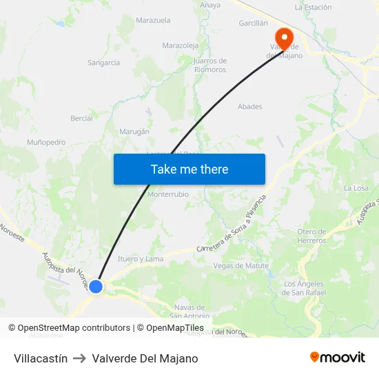 Villacastín to Valverde Del Majano map