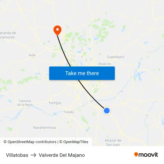 Villatobas to Valverde Del Majano map