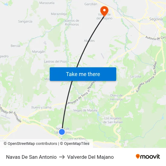 Navas De San Antonio to Valverde Del Majano map