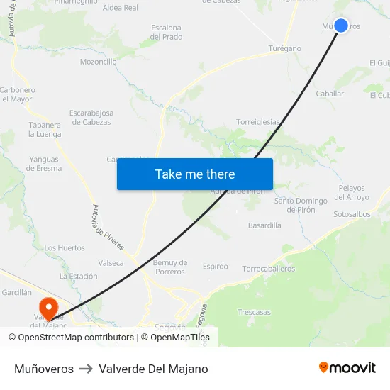 Muñoveros to Valverde Del Majano map
