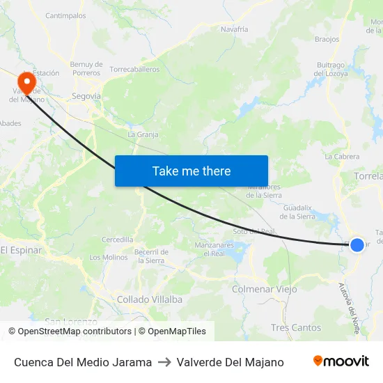 Cuenca Del Medio Jarama to Valverde Del Majano map