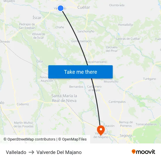 Vallelado to Valverde Del Majano map