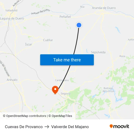 Cuevas De Provanco to Valverde Del Majano map