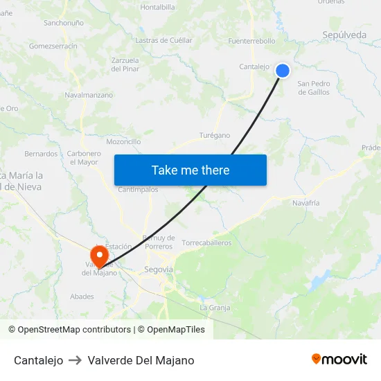 Cantalejo to Valverde Del Majano map