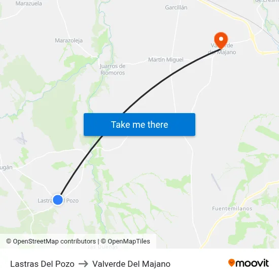 Lastras Del Pozo to Valverde Del Majano map