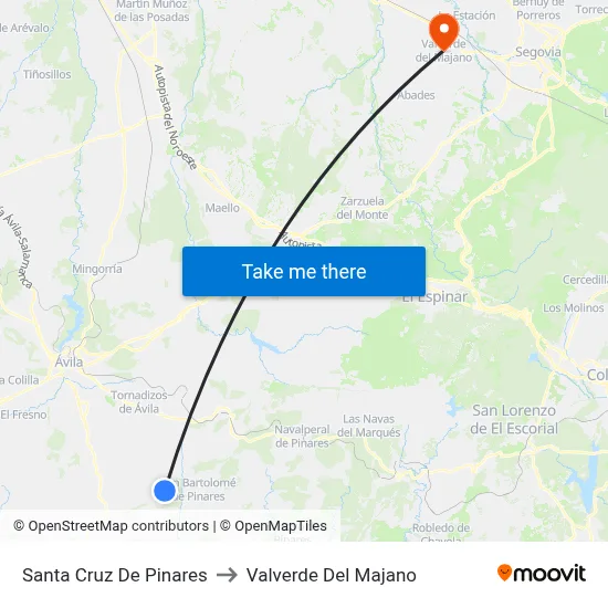 Santa Cruz De Pinares to Valverde Del Majano map